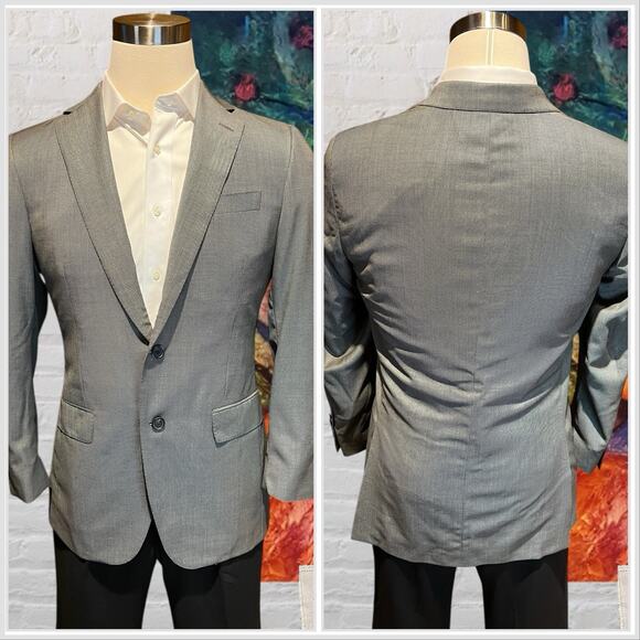 Samuelsohn 40R Black and Gray Birdseye Casual Designer Blazer Sport Jacket - Picture 8 of 16